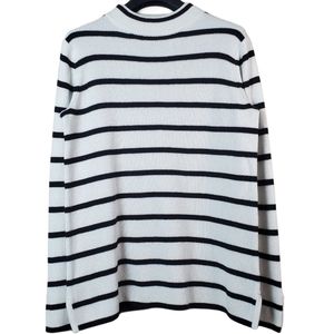 41 Hawthorn Kammy Black & White Striped Mock Neck Sweater Sz M